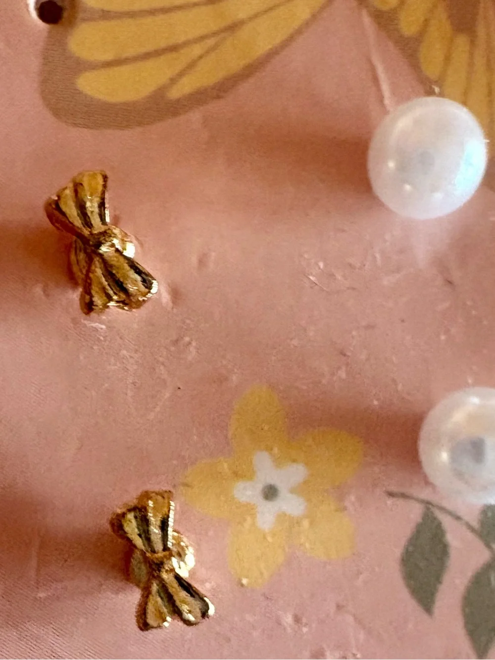 Earring studs on card